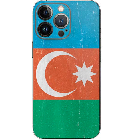 Azerbaijan Flag Distressed iPhone 14 Pro Skin
